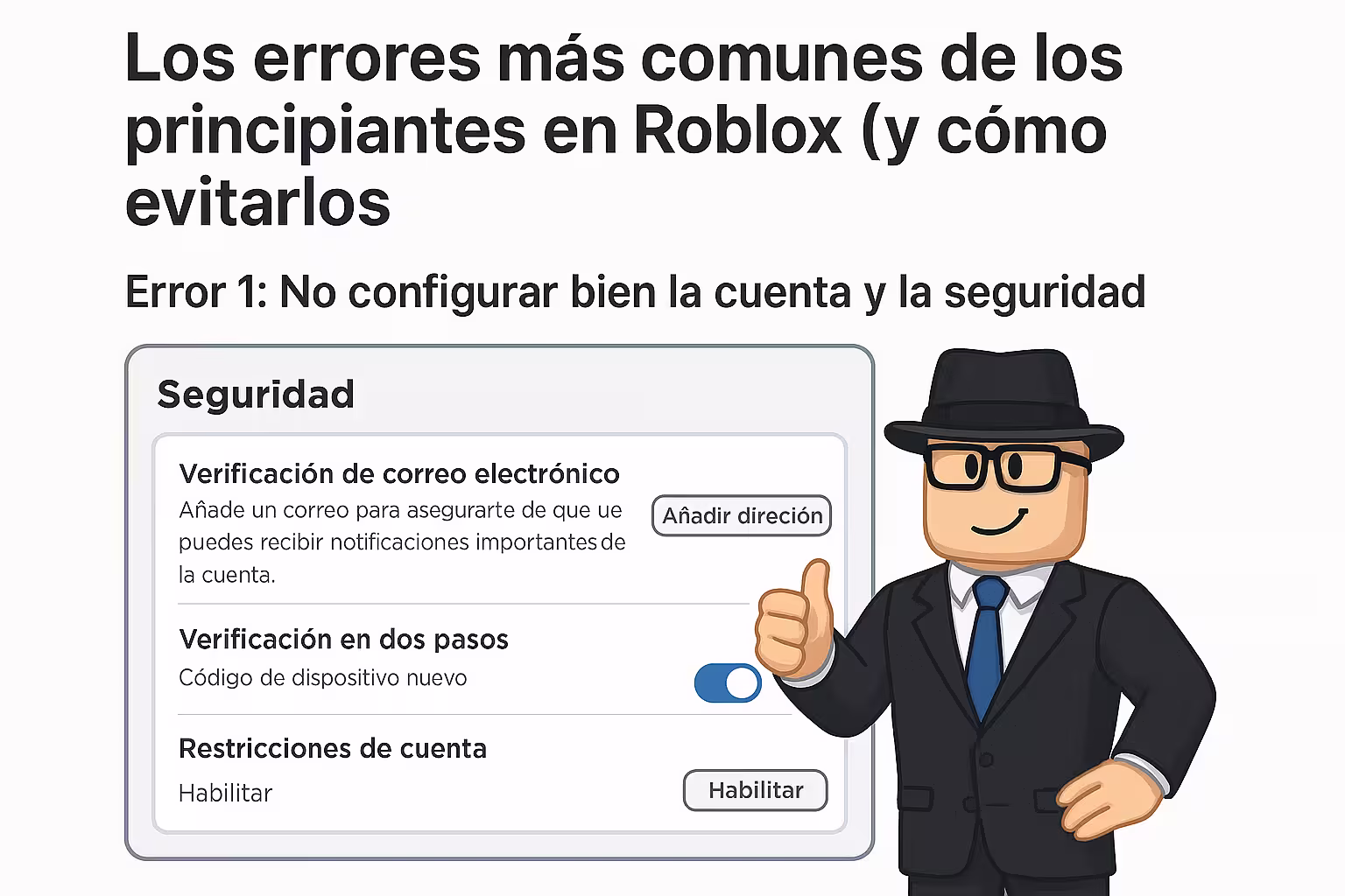 Opciones de seguridad en la configuración de Roblox