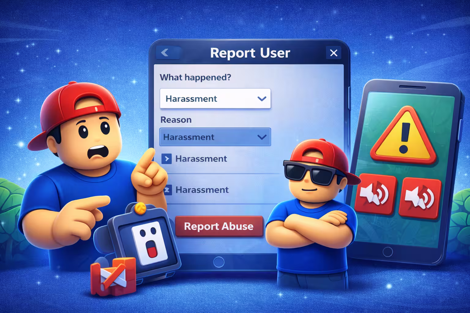 Sistema de reporte y bloqueo de usuarios en Roblox