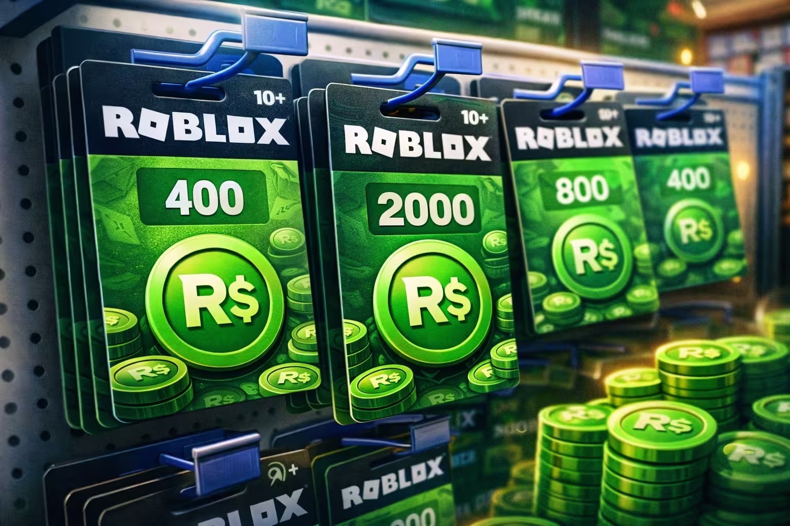 Tarjetas de Robux físicas listas para canjear en Roblox