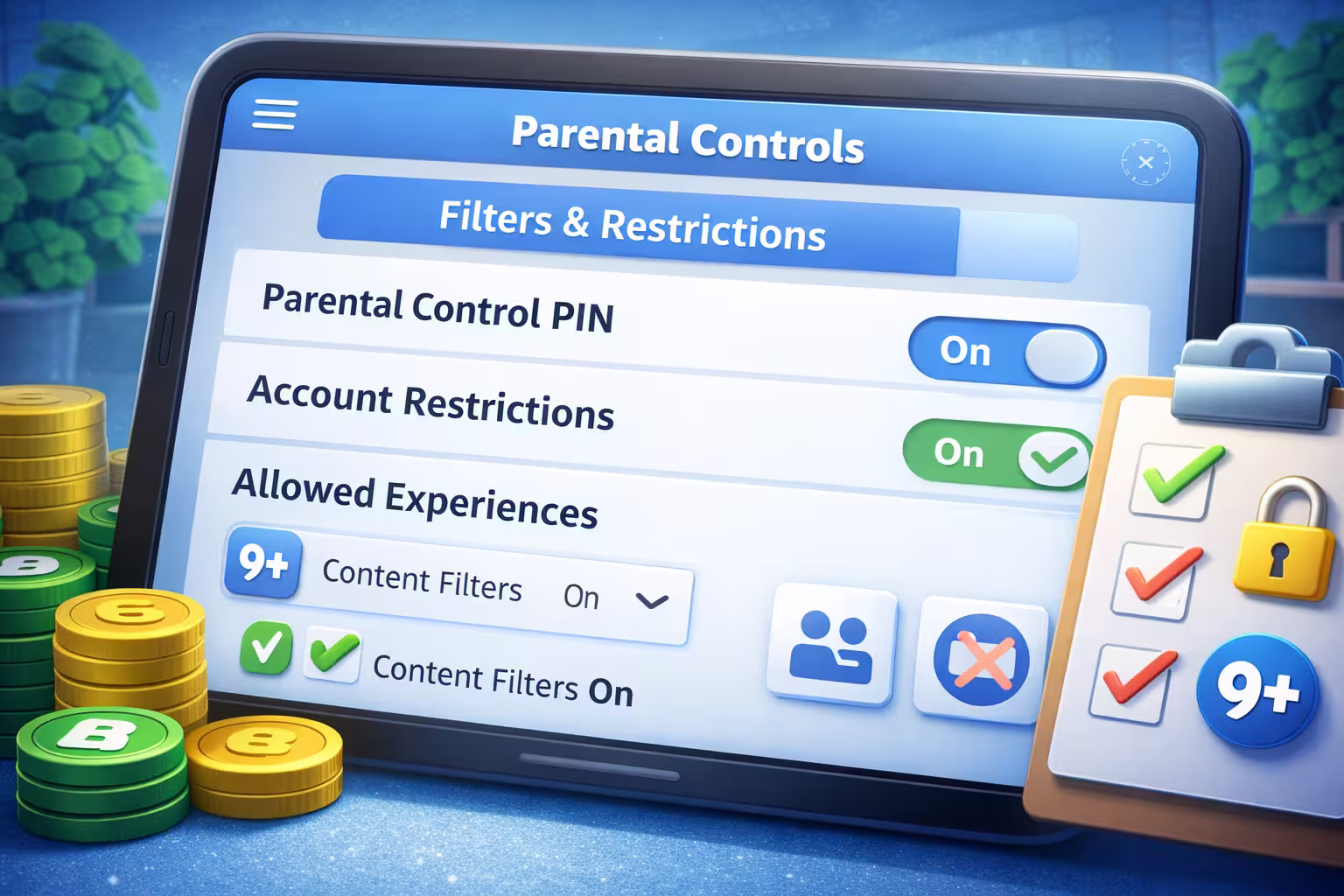 Configuración de controles parentales y filtros de contenido en Roblox